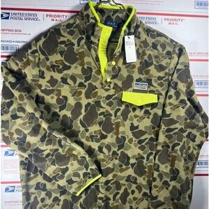 Mens Polo Ralph Lauren Camo Fleece Pullover Voyager Quarter Zip NWT